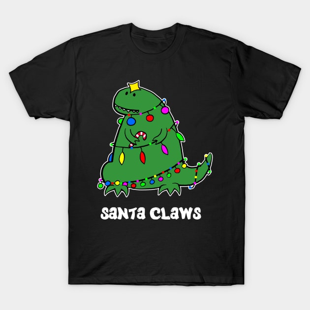 Santa Claws Shirt Funny Dino Christmas Tshirt T Rex Holiday Gift Funny Christmas Party Tee T-Shirt by NickDezArts